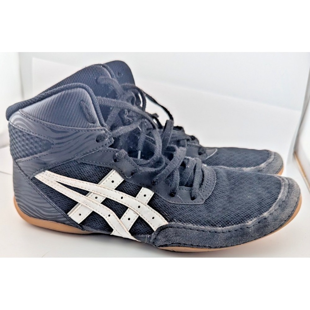 Asics Matflex 7 Wrestling Shoes Kids Size 6 1084A011 Black White Gum Lace Up